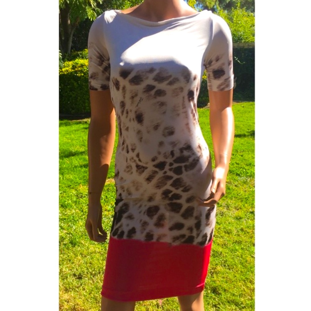 Just Cavalli Midi Length Leopard & Pink Dress - Picture 2 of 8